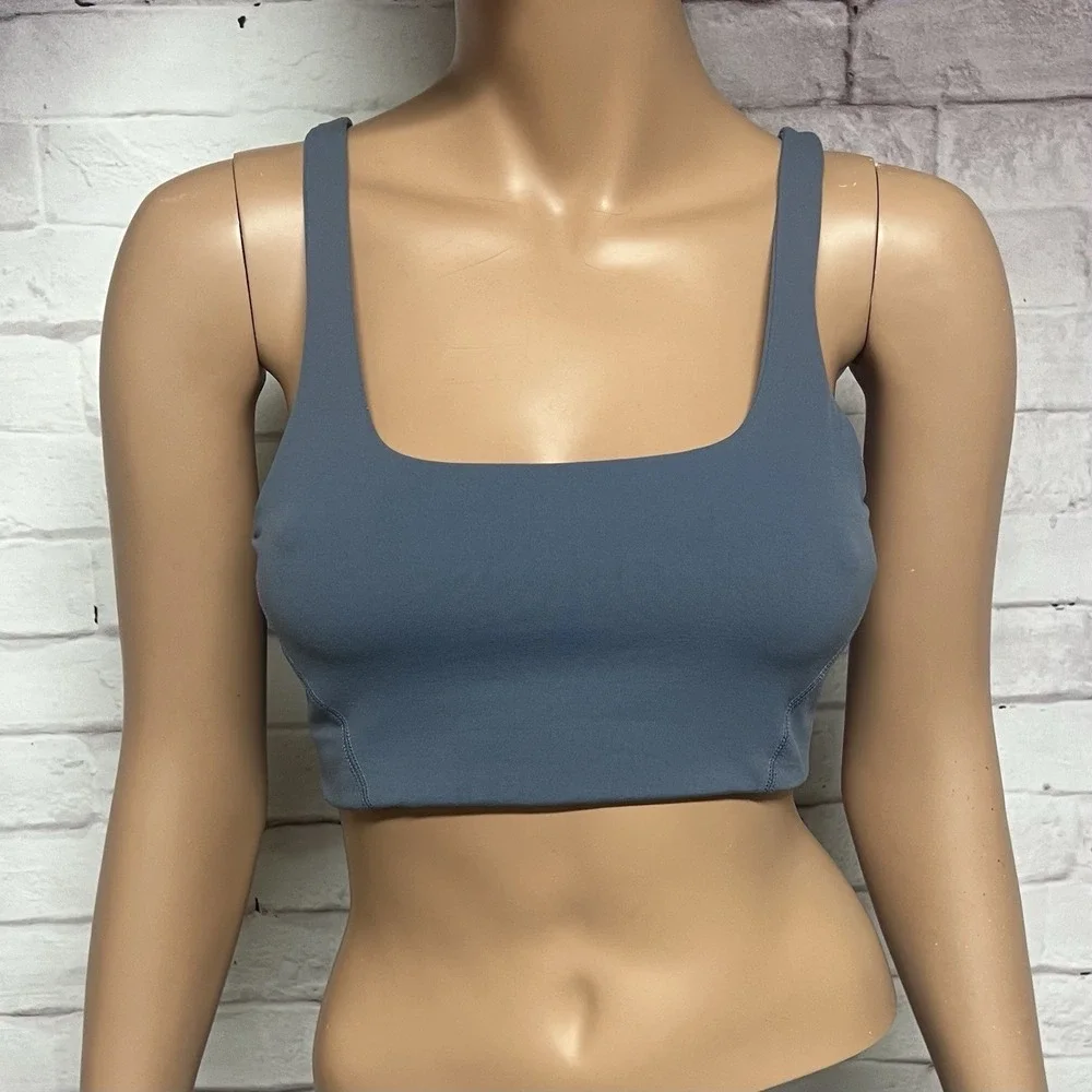 Free People Movement Never Better Square Neck Sports Bra Small Blue Stretch